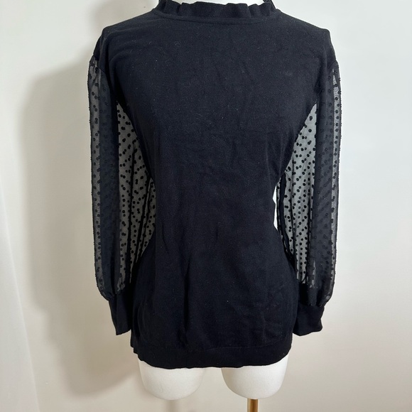 Adrianna Papell -  Black Women's Top with sheer sleeves - large - Picture 4 of 9